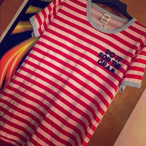 Red & White Stripped PINK T